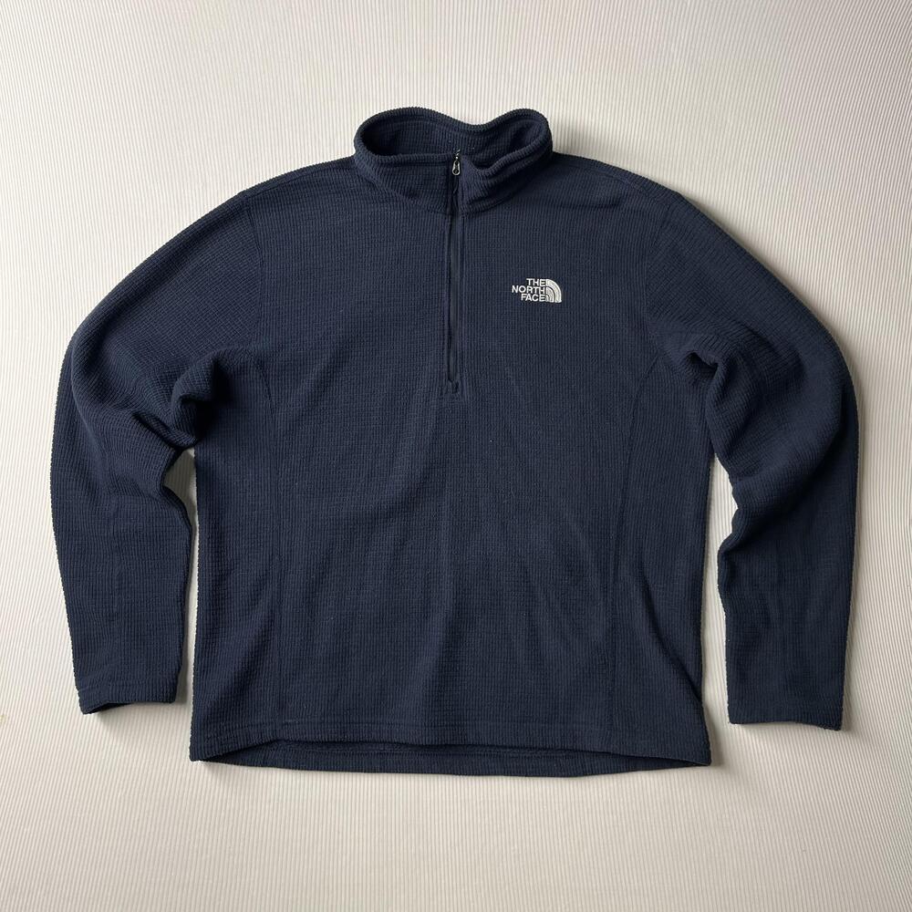 The North Face Fleece Pullover Mens L Blue 1/4 Zip Mock Neck Hiking Outdoor